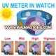 Soft pvc rubber material uv meter and artificial style uv tester wristband for child